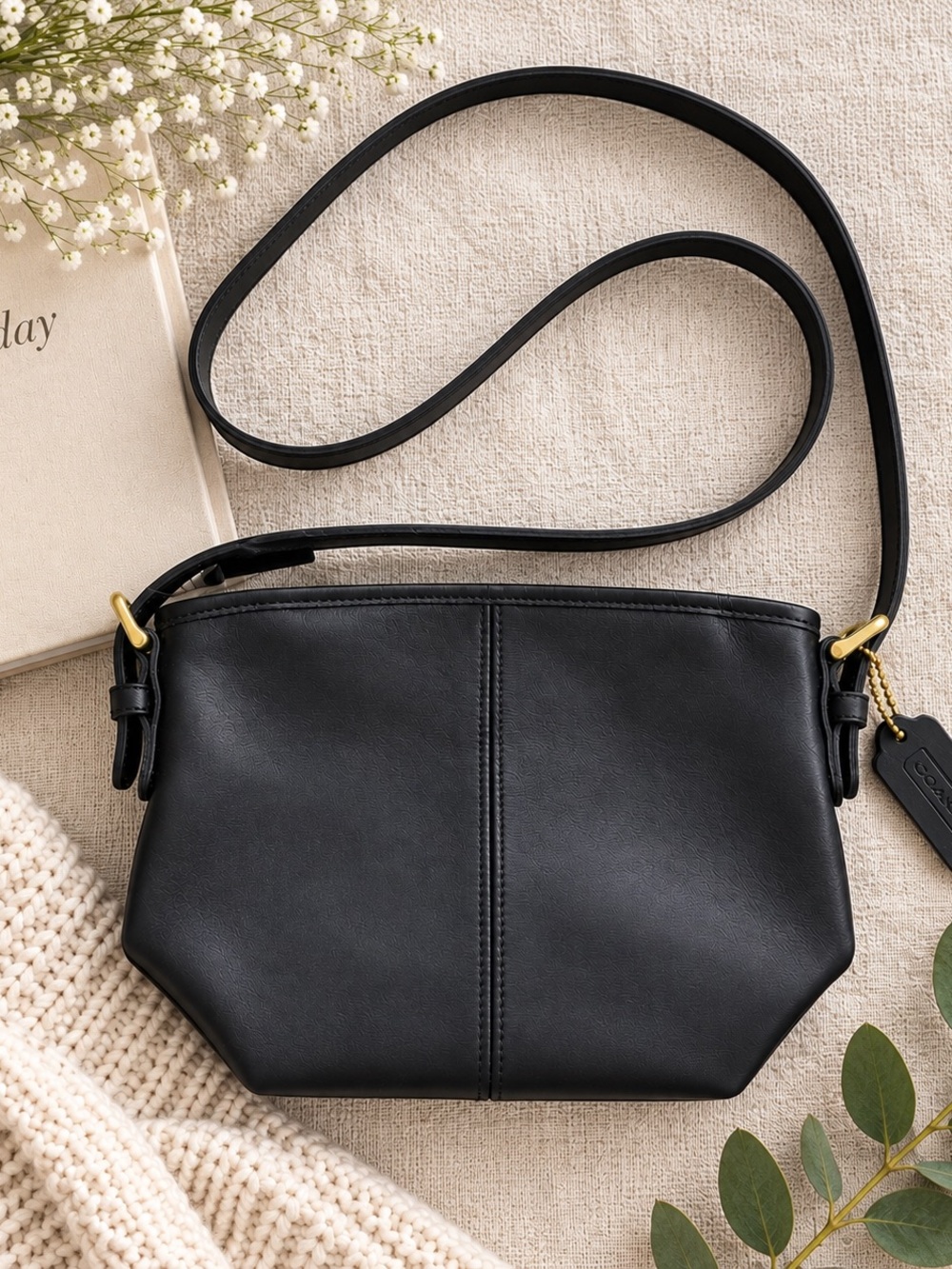 Vintage 1998 Coach Soho Small Basket 4107 Black Leather Crossbody Bag